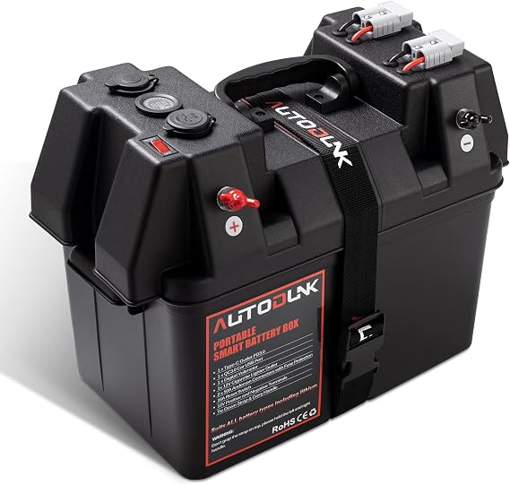 Smart Battery Box 12V - with QC3.0 /PD Type-C Port/CIG Socket/Anderson Plug/Digital Voltmeter/Circuit Breaker for RV Van SUV ATV Camper Truck Car(Battery not Include)
