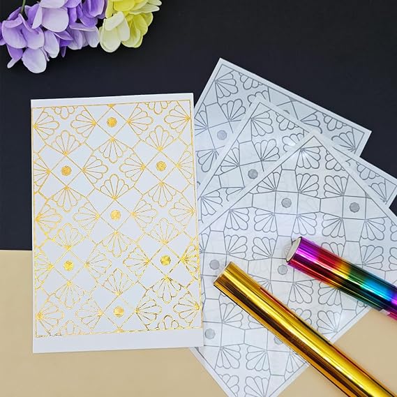 3pc Geometric Floral Pattern Foil Transfer Sticker Paper