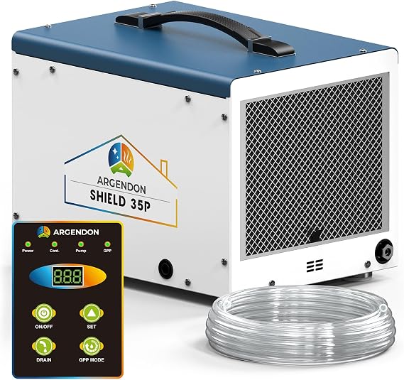 ARGENDON Crawlspace Dehumidifier with Pump, 70 Pint Commercial Dehumidifier for Basement with Drain Hose, Auto Defrost, Memory Starting, Compact, GLGR, Up to 1000 Sq Ft,