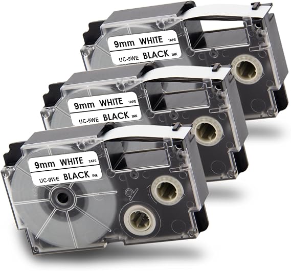 Pristar Compatible XR-9WE XR-9WE2S 9mm White for Casio Label Maker Tape