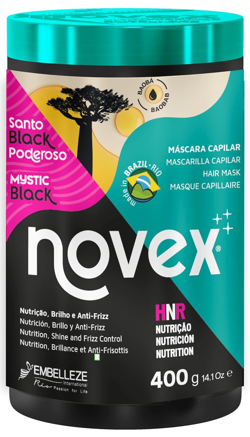 Novex Mystic Black Deep Hair Mask, with Baobab Oil, Frizz Control, 14 Oz Jar