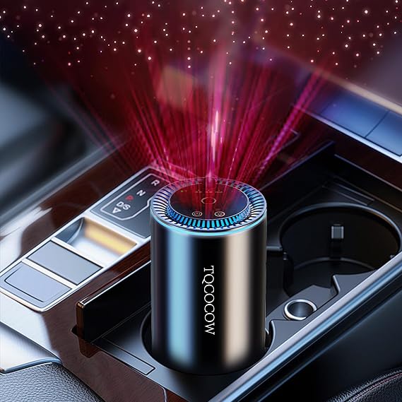 Smart Car Air Freshener Diffuser with Starry Sky Projection and 50ml Perfume, 3 Mode Adjustable Rechargeable Car Aroma Diffuser