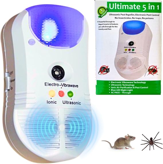 Ultrasonic Pest Repeller Rodent Repellent - Electronic Plug In Control for Rats Mouse Mice Insects Spiders Bugs Cockroaches Advanced 2018 Device Safe for Humans & Pets Chemical Free for Home Business