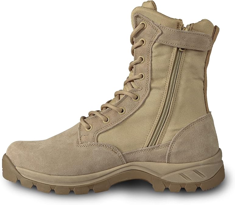 Men's Breathable Military Boots Commando Outdoor Desert Tactical Boots Combat Boots Army Patrol Boots Security Police Shoes leather with Zipper IDS-928