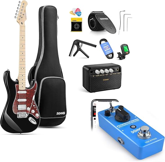 Donner, DST-152B 39" Electric Guitar Kit -Compressor Pedal