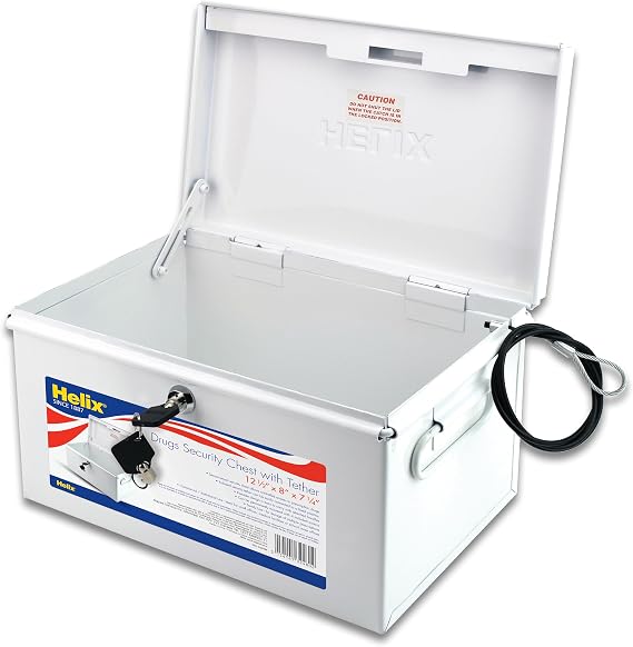 Helix All-Metal Lockable Drugs Security Chest, Includes Metal Tether and Mounting Hardware, (132480)