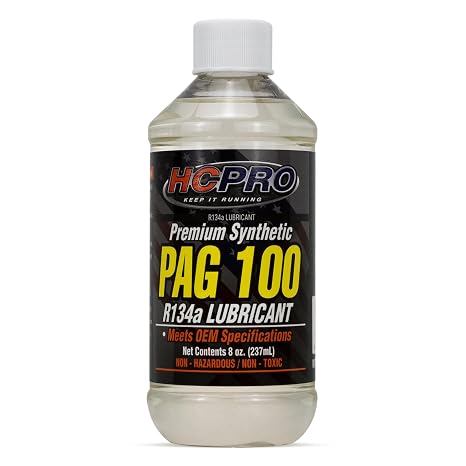 HCPRO HCP1008 PAG 100 Viscosity Oil 8 oz - Synthetic Polyalkylene Glycol Lubricant for R134a AC Systems with UV Dye