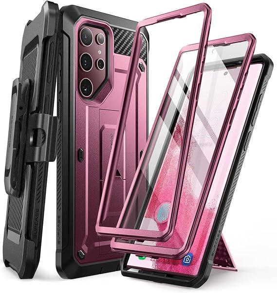 SUPCASE for Galaxy S22 Ultra Case with Built-in Screen Protector, Wine