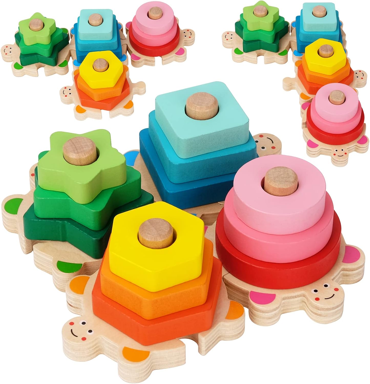 1 2 3 4 Year Olds Boys Girls Toy Gifts, Montessori 1st Birthday Present Gift for Toddlers Boy Girl Age 1-5 Baby Educational Sensory Stacking Toys for 12 18 24 Months Kids Girls Wooden Shape Sorter Toy