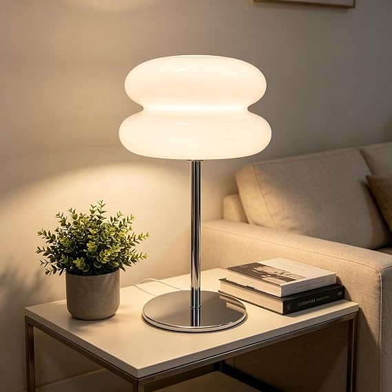 Medieval Modern Bedside Table Lamp, Dimmable Retro Bedside Table Lamp, Unique Home Mushroom Decor, Desk Lamp for Living Room, White