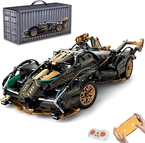 RC Car Kit 975 Pieces Twelve-Cylinder V-Model 1:14 Twelve-cylinder model car with 975 parts LED light app and 2.4 GHz control and motorised functions for driving.