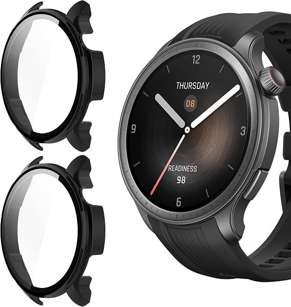 Compatible for Amazfit Balance Case, Lamshaw Hard PC Case with Screen Protector Compatible for Amazfit Balance Smart Watch (2 Pack-Black+Black)