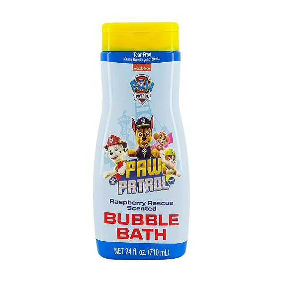Paw Patrol Scented Bubble Bath Liquid 24 fl oz - Hypoallergenic for Sensitive Skin, No Tears, Dyes, or Parabens, Raspberry Rescue Scented, Long Lasting Bubbles