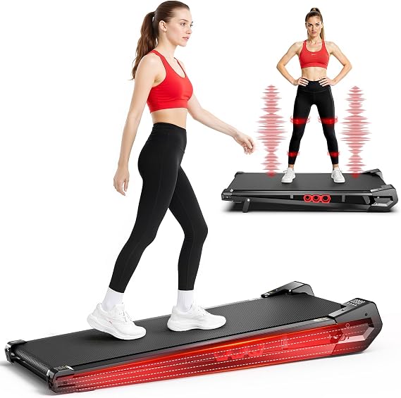 FUNRAY Under Desk Vibration Walking Pad - 3 in 1 Vibration Plate Treadmill with Remote Control, Quiet Brushless, Portable for Home Office