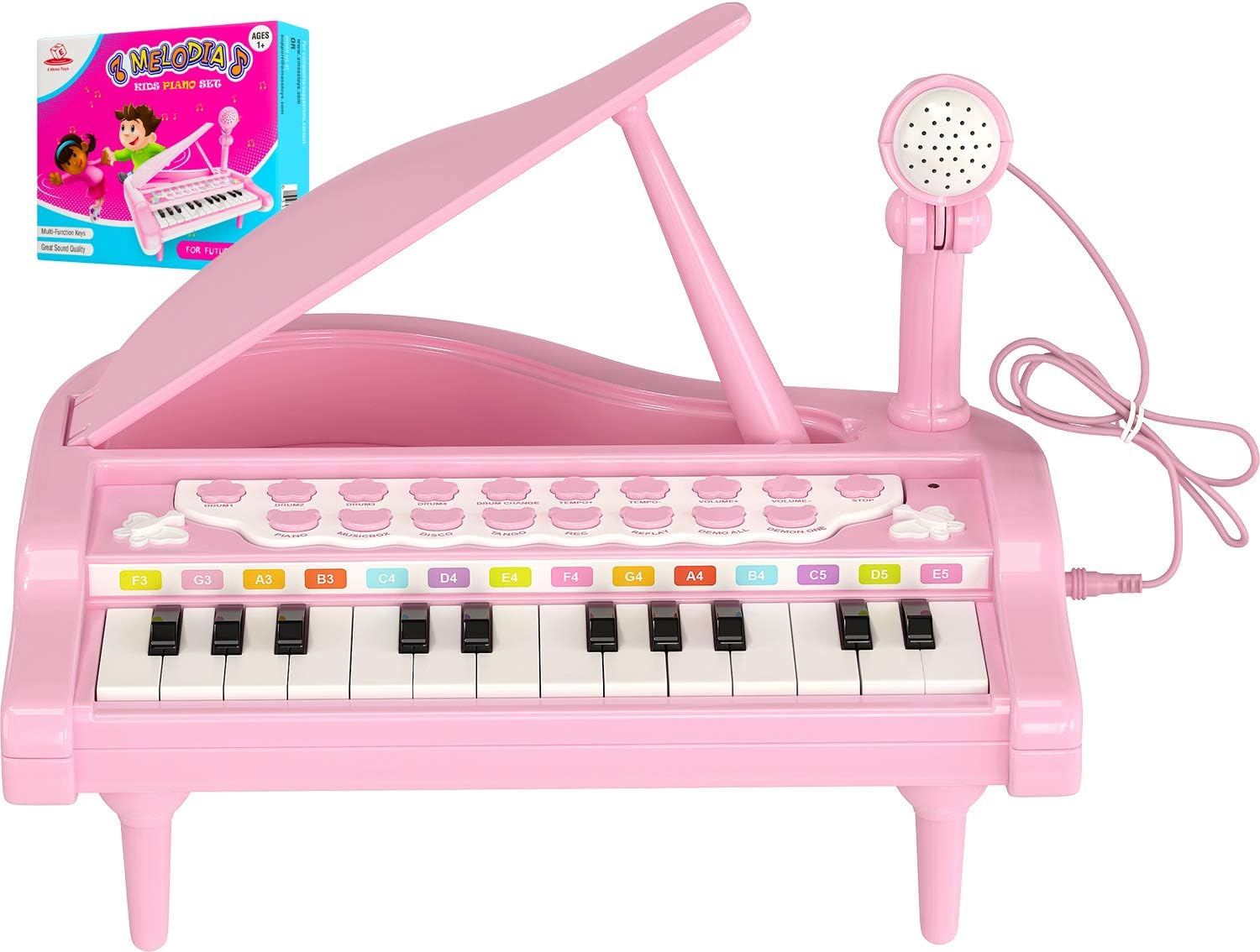 EMASS Piano Keyboard Toy for Kids, 2 Years  Old Girls Gift | USA Brand | Toddler Multifunctional Toy Piano Keyboard, 24 Keys Musical Toy for Toddlers | Above-Safe & Fun Musical