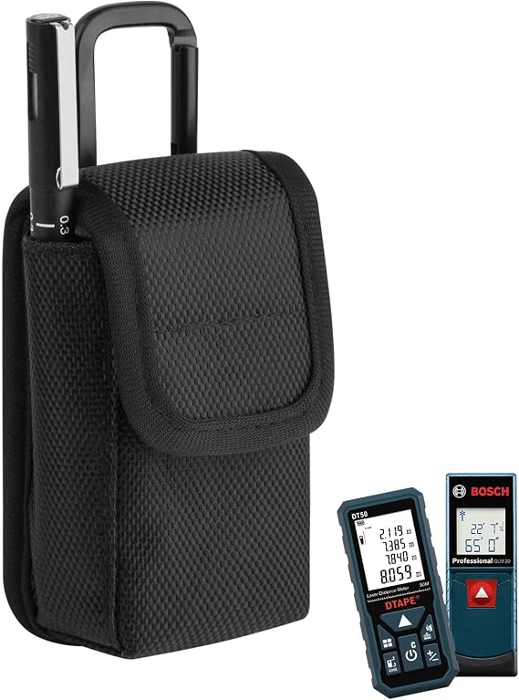 1680D Laser Measure Case Fits For BOSCH GLM20 Blaze 65ft Laser Distance Measure & DTAPE DT50 165ft Laser Measure & GLM100-23, With Pen Pocket, Belt Buckle & Carabiner, Protective Travel Storage Bag