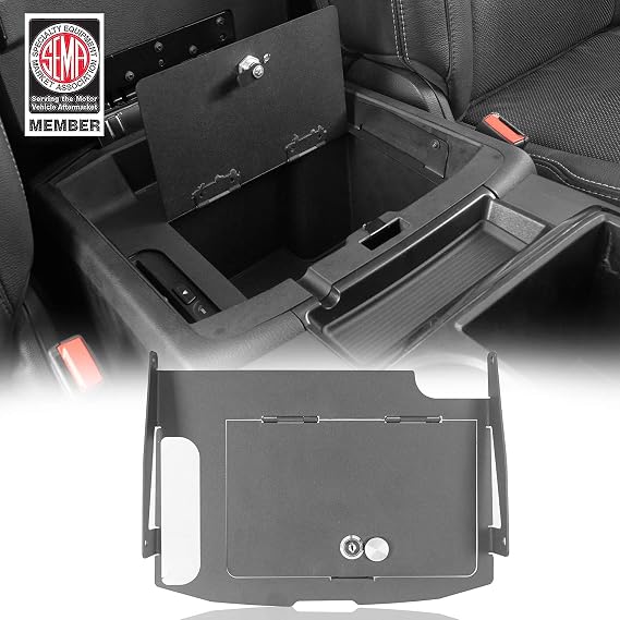 u-Box Ram 1500 Console Storage Interior Lock Box Security Insert Gun Safe Locking Vault Compatible with Dodge Ram 1500 2009-2018 Pickup Trucks Interior Storage black