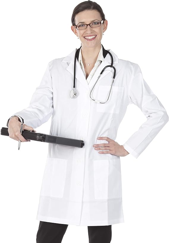 Women's Lab Coat White Long Sleeve Uniform Lab Coats Cotton Polyester Laboratory Doctor Nurse Coat
