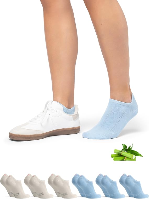 DANISH ENDURANCE No-Show Socks, Viscose From Bamboo, 6-Pack | Viscose From Bamboo No-Show Socks, Soft, Breathable & Moisture-Wicking for Everyday Wear, Unisex