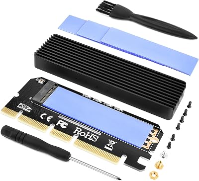 NVMe PCIe Adapter, M.2 NVMe to PCI-e x4x8x16 Adapter Expansion Card with Heat Sink for M Key NVMe SSD 2280226022422230