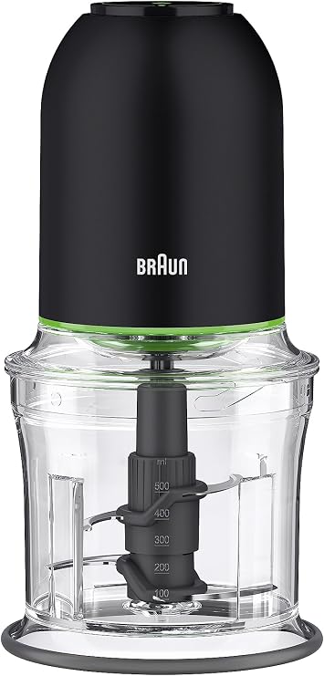 Braun EasyPrepTM Mini Food Processor, 4 cup, Two Speed Pulse, QuadBlade | #1 Hand Blender Brand, Chop, Mince, Puree, Crush, One Hand Control, Removable Blades