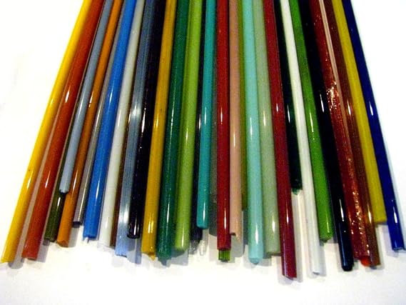 Devardi Glass 5mm Stringers 1/2 lb Sampler, COE 104 Glass Rods for Lampwork, Beadmaking