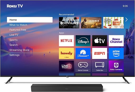 Roku Smart TV 75-Inch Select Series, 4K HDR TV RokuTV with Enhanced Voice Remote Flat Screen LED Television with Wi-Fi TV Wireless Soundbar, Soundbar Exclusively for RokuTV
