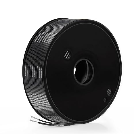 UL2468 20 AWG 0.53mm² Black PVC Flat Wire, 2 Core, 98.4 ft
