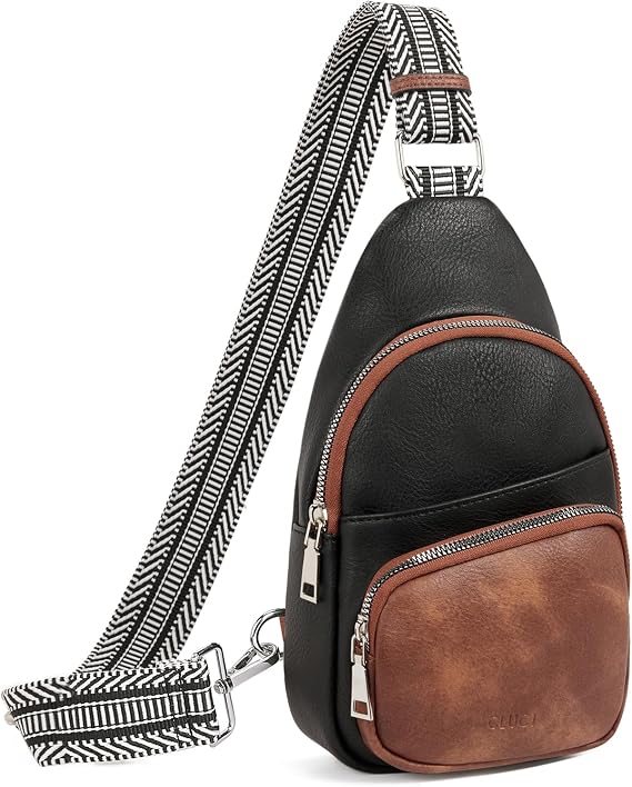 CLUCI Sling Bag for Women, Vegan Leather Fanny Pack Crossbody Bags for Women, Chest Bag With Guitar Strap