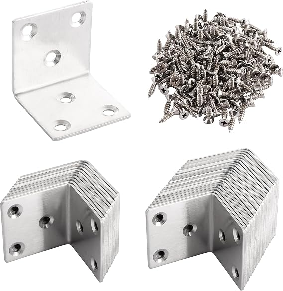 ASELECTED 25 Pieces Angle Connector 40 X 40 X 40 MM Stainless Steel Angle L Angle Metal With Screw For Wood Furniture Wall Table Chair