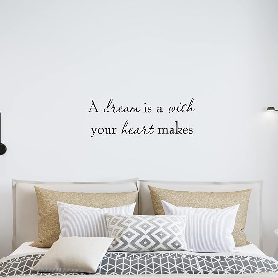 A Dream is a Wish Your Heart Makes Wall Decal Inspirational Quotes Saying Vinyl Wall Art Decor Home
