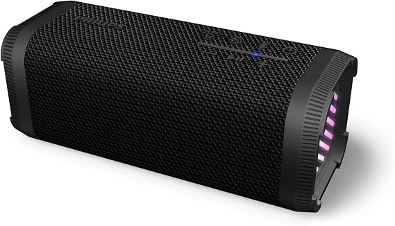 PHILIPS TAS2000B Bluetooth Wireless Speaker with LED Lightshow, 20 W Bass+, Auracast, 20 Hrs Play Time, IPX5 Splash-Proof, USB Playback, Mic, App Control – Black