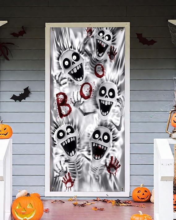 Halloween Door Cover Decor, Outdoor Party Wall Backdrop Sign