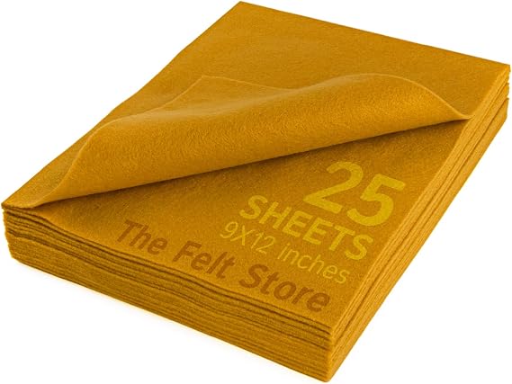 The Felt Store Craft Felt Assorted Sheets - 9" x 12" - 25-Piece Pack- Craft Fabric for DIY Arts & Crafts, Decorations - Soft and Durable Craft Felt - Crafting & Embroidery Material Antique Gold