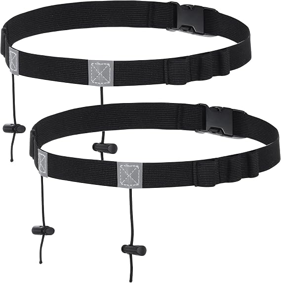 2Pcs Running Belt with Adjustable Elastic Strap, Sport Runners Belt for Triathlon Races Belts, Elastic Comfortable Race Bib Belt for Marathons and Racing, Riding Runnings Cycling (Black)