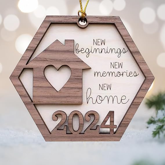 Housewarming Gifts New Home - House Warming Gifts New Home,Best Housewarming Gifts 2024,New Home Gift Ideas,House Warming Gifts New Home Women - Wood New Home Ornament 2024 (New Home 2024-C)