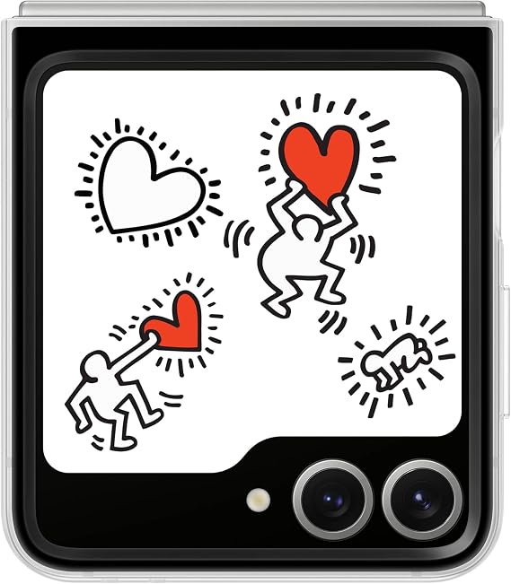 Samsung Galaxy Z Flip 7 FE, Flip 6 Flipsuit Phone Case, Protective Cover with Interactive, Interchangeable Card, LED Lights, Customizable Designs Respond to Motion and Touch, US Version, White