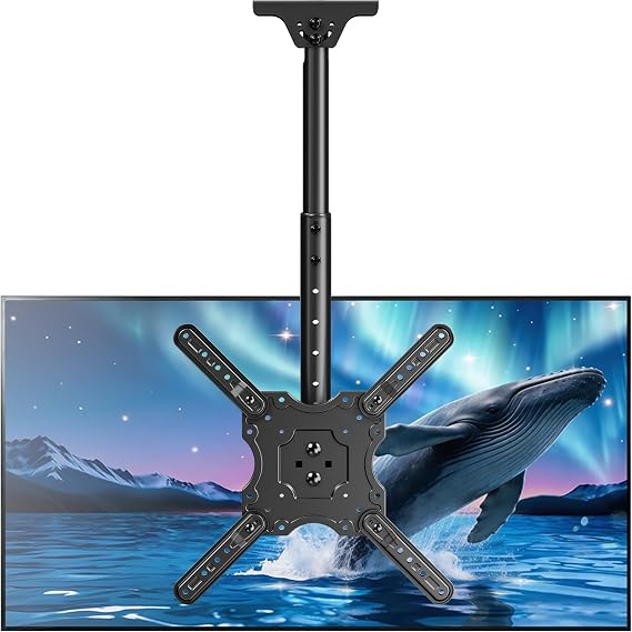 MOUNTUP Ceiling TV Mount for Most 24''- 65'' TVs, Hanging TV Ceiling Mount for 32 42 43 50 55 60 65 inch Screen, Full Motion Height Adjustable Bracket, Holes up to 99lbs, Max VESA 400x400mm, MU0039