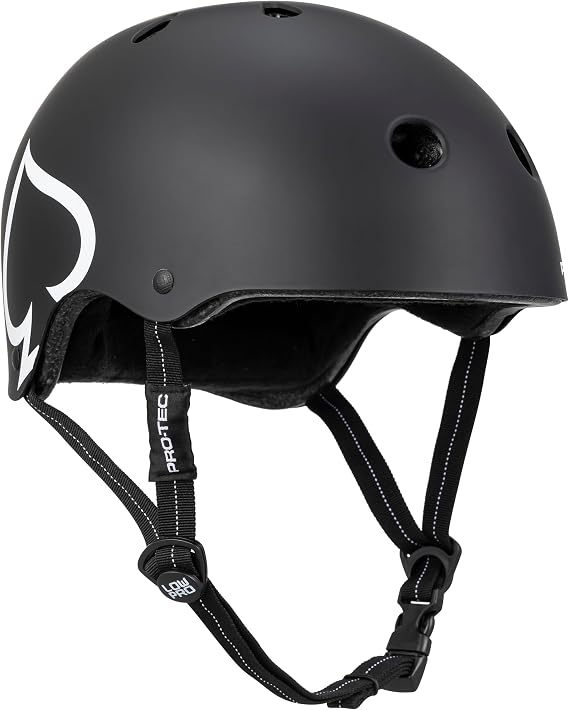 Pro-Tec Low PRO Certified Skateboard Helmet, Ideal for Skateboarding, Bicycling, BMX and Roller Skating, – LargeX-Large – Black Matte