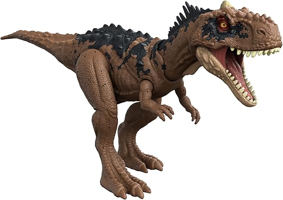 Mattel Jurassic World Dominion Roar Strikers Dinosaur Action Figure with Roaring Sound & Attack Action, Rajasaurus Dino Toy Includes Digital Play