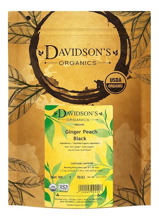 Davidson's Organics, Ginger Peach, Loose Leaf Tea, 16-Ounce Bag