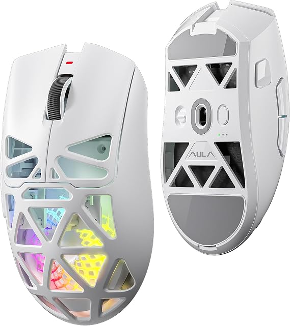 Aula SC620 PAW3311 Sensör 12000 DPI 1000Hz Kablolu ve Kablosuz Gaming Oyuncu Mouse Beyaz