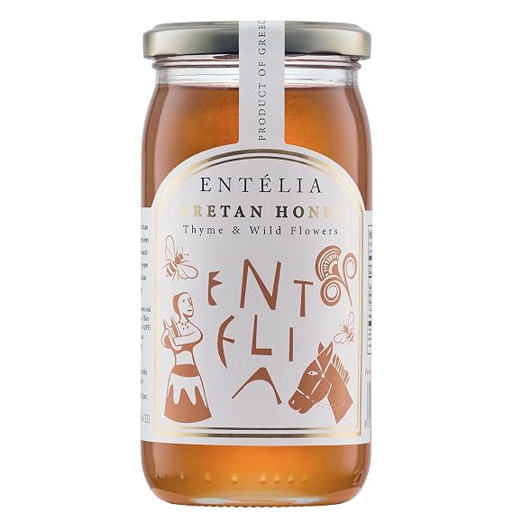 Entelia Thyme & Wild Flowers Greek Honey 15.8 oz | Pure, Raw, Unfiltered