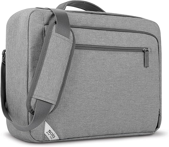 Solo New York Backpack Briefcase - Laptop Carrying Bag for Women & Men, Fits 15.6" Computer, Brief for Travel & Work, Front Zippered Pocket, Adjustable Shoulder Strap - Re:Utilize, Gray