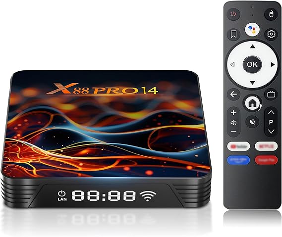Android 14 TV Box, 2025 Android TV Boxes RK3518 with Quad-Core 64bit Cortex-A53 CPU Support WIFI6 4K HD BT5.0 2.4G/5G Dual WiFi 100m Ethernet 2GB RAM 16GB ROM Smart TV Box