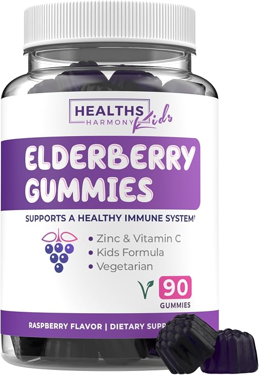 Sambucus Elderberry Gummies for Kids - Kids Immune Support Gummies with Black Elderberry Vitamin C and Zinc for Daily and Seasonal Wellness - Vegan Non-GMO & Lab Verified (3 Months Supply)