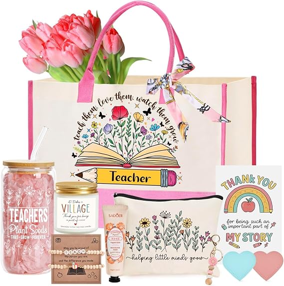 Teacher Appreciation Gifts for Women, Best Teacher Appreciation Funny End of Year Teachers Gift Set from Students, Thank You/Christmas/Birthday Baskets Gifts for Teachers