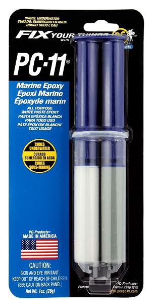 PC-Products PC-11 Epoxy Adhesive Paste, Two-Part Marine Grade, 1oz Applicator Syringe, Off White 10112