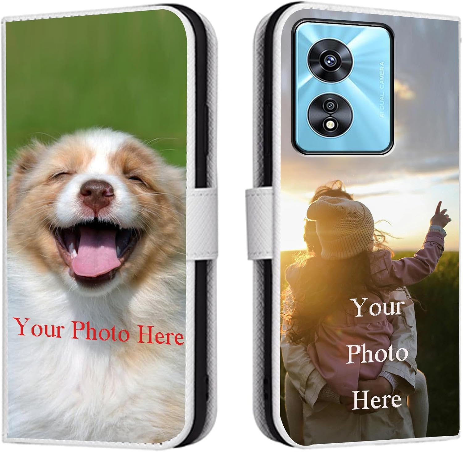 Personalised Case for BLU View 5 Flip Leather Case with Card Slot Stand Function Case with Own Photo Image Text Personalised Mobile Phone Case - White-LN4