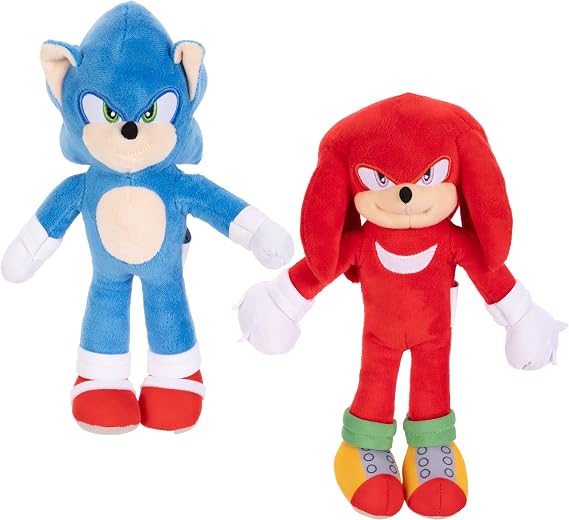 Sonic The Hedgehog 3 Movie Plush - Sonic The Hedgehog & Knuckles 9-Inch Stuffed Toy Figures - Officially Licensed 3 Movie, Amazon 2-Pack Kids Plush Toy Figure Set